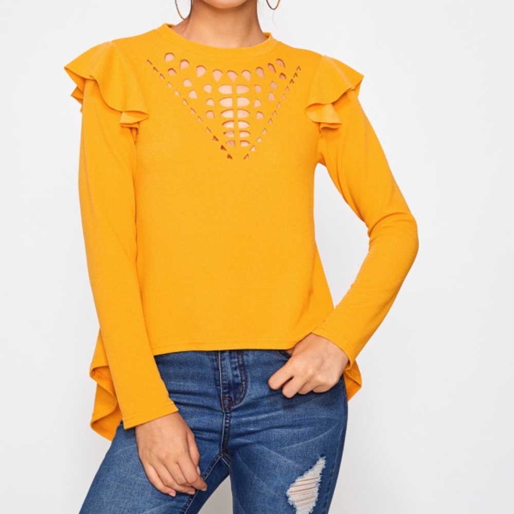 High Low laser cut blouse